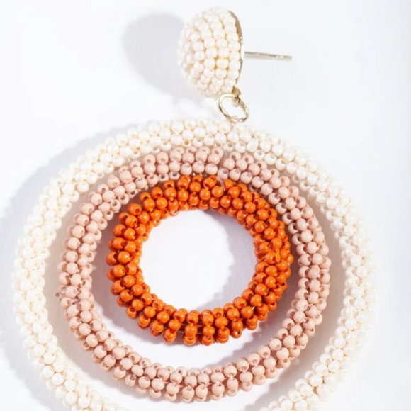 LOVISA Boho Chic Neutral Beaded Triple Circle Dangle Earrings**NEW! - Picture 3 of 3